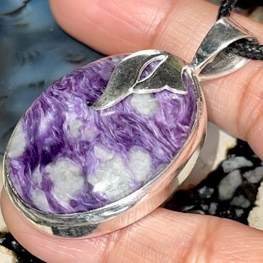 Purple Charoite Crystal Pendant 1 7/8”- “The Transformation Stone”